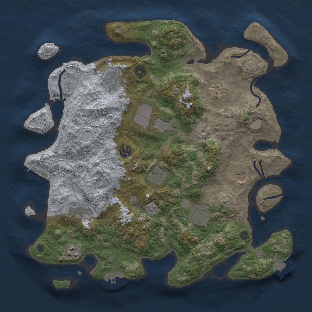 Rust Map: Procedural Map, Size: 3800, Seed: 87737428, 18 Monuments