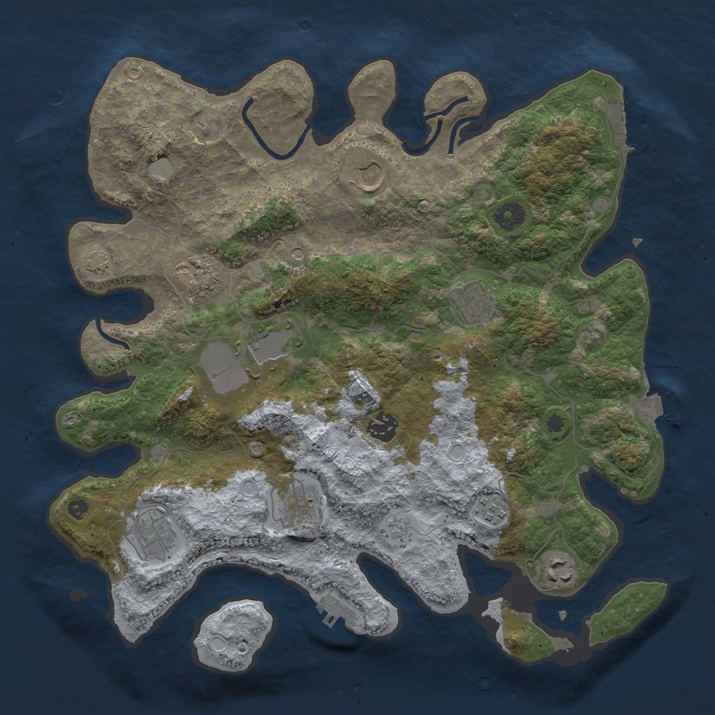 Rust Map: Procedural Map, Size: 3650, Seed: 37809837, 17 Monuments