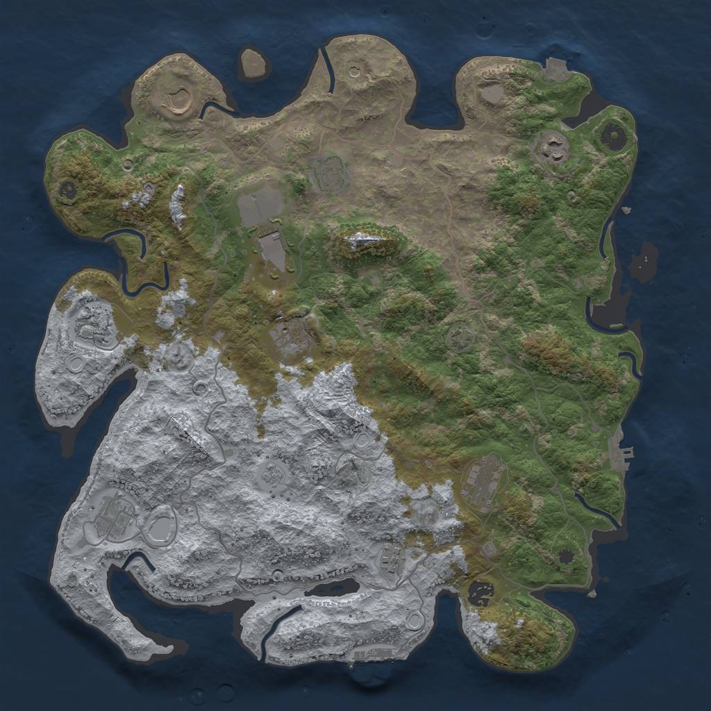Rust Map: Procedural Map, Size: 4100, Seed: 7310370, 18 Monuments