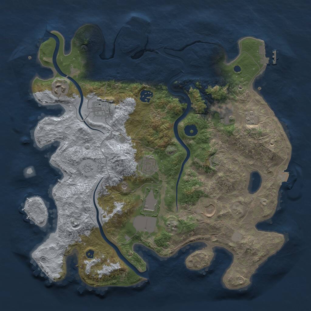 Rust Map: Procedural Map, Size: 3650, Seed: 21985970, 14 Monuments
