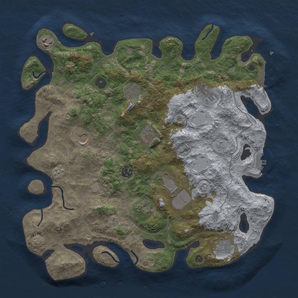 Rust Map: Procedural Map, Size: 4000, Seed: 1745129, 18 Monuments