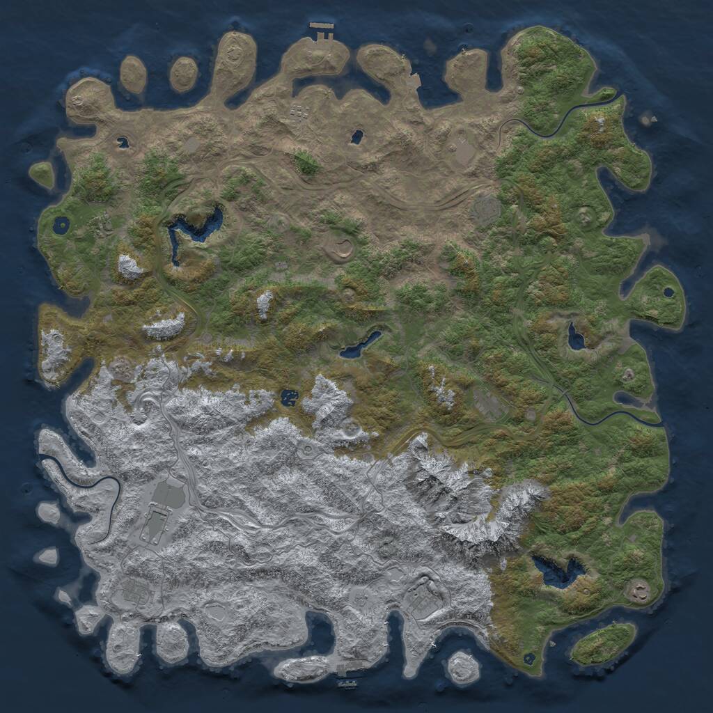 Rust Map: Procedural Map, Size: 6000, Seed: 1141880959, 17 Monuments