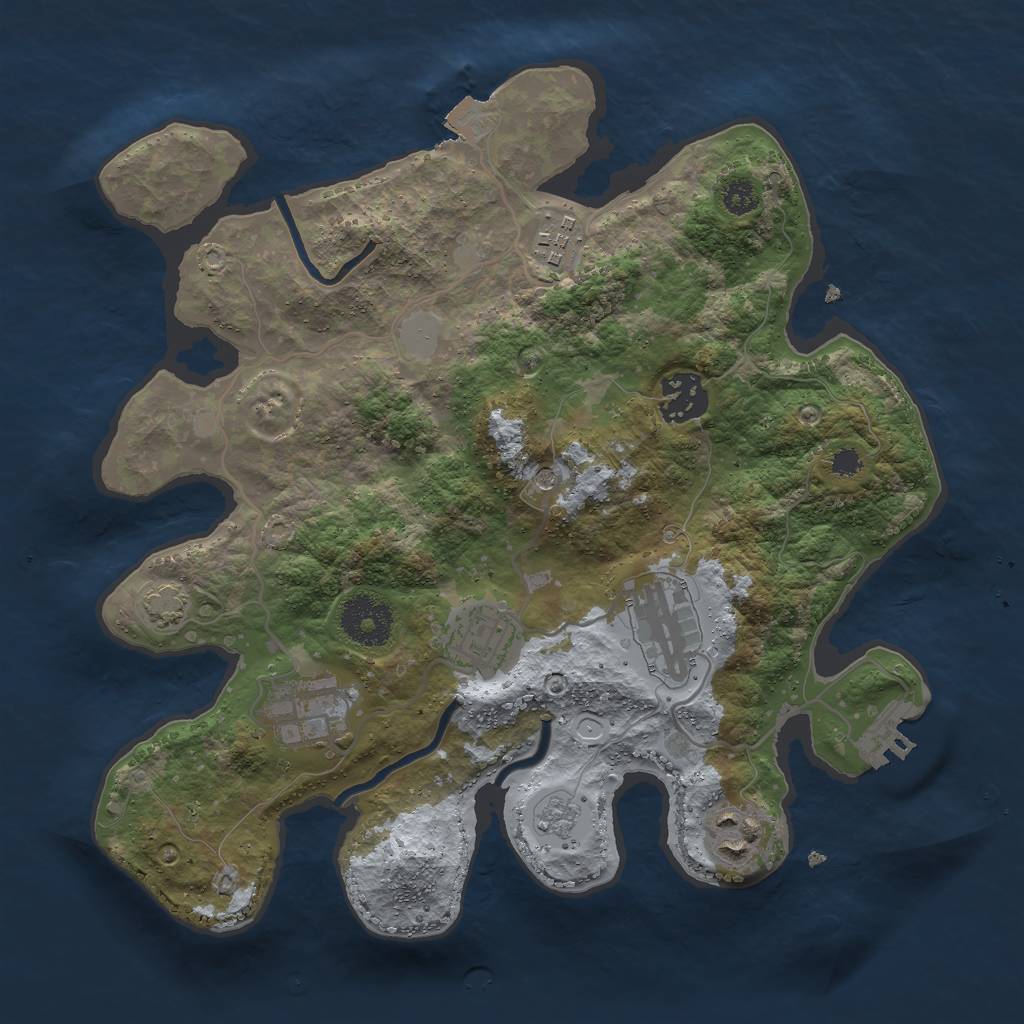 Rust Map: Procedural Map, Size: 3000, Seed: 1623401, 13 Monuments