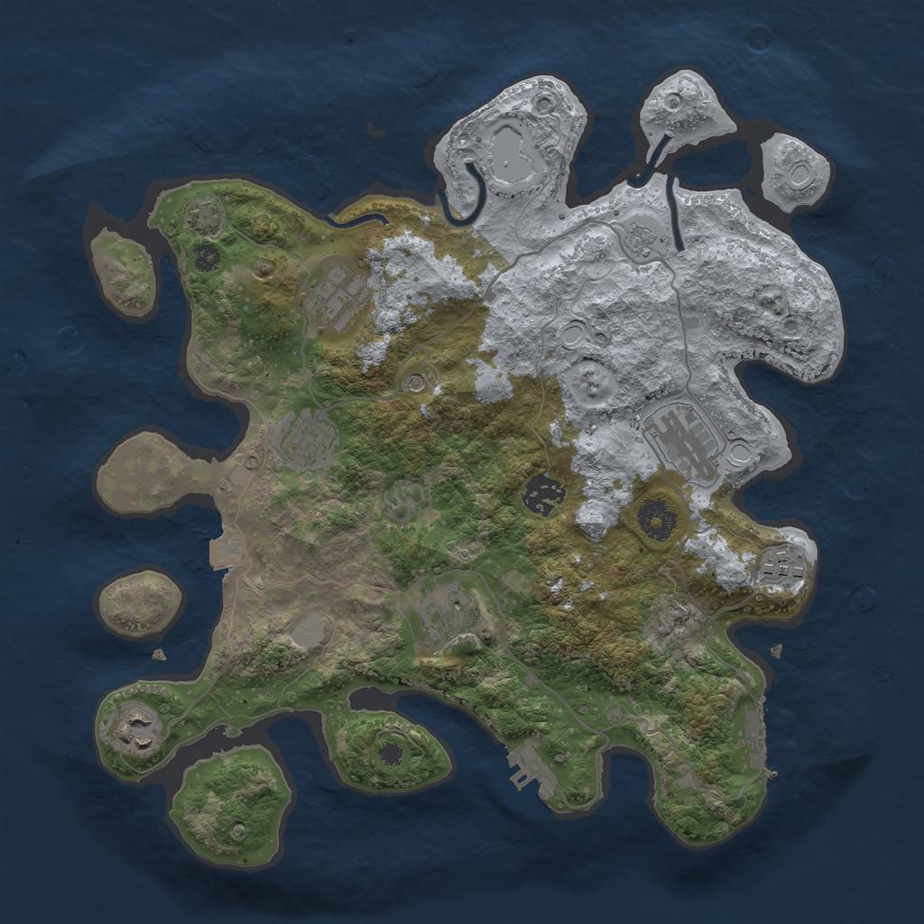 Rust Map: Procedural Map, Size: 3450, Seed: 47120734, 15 Monuments