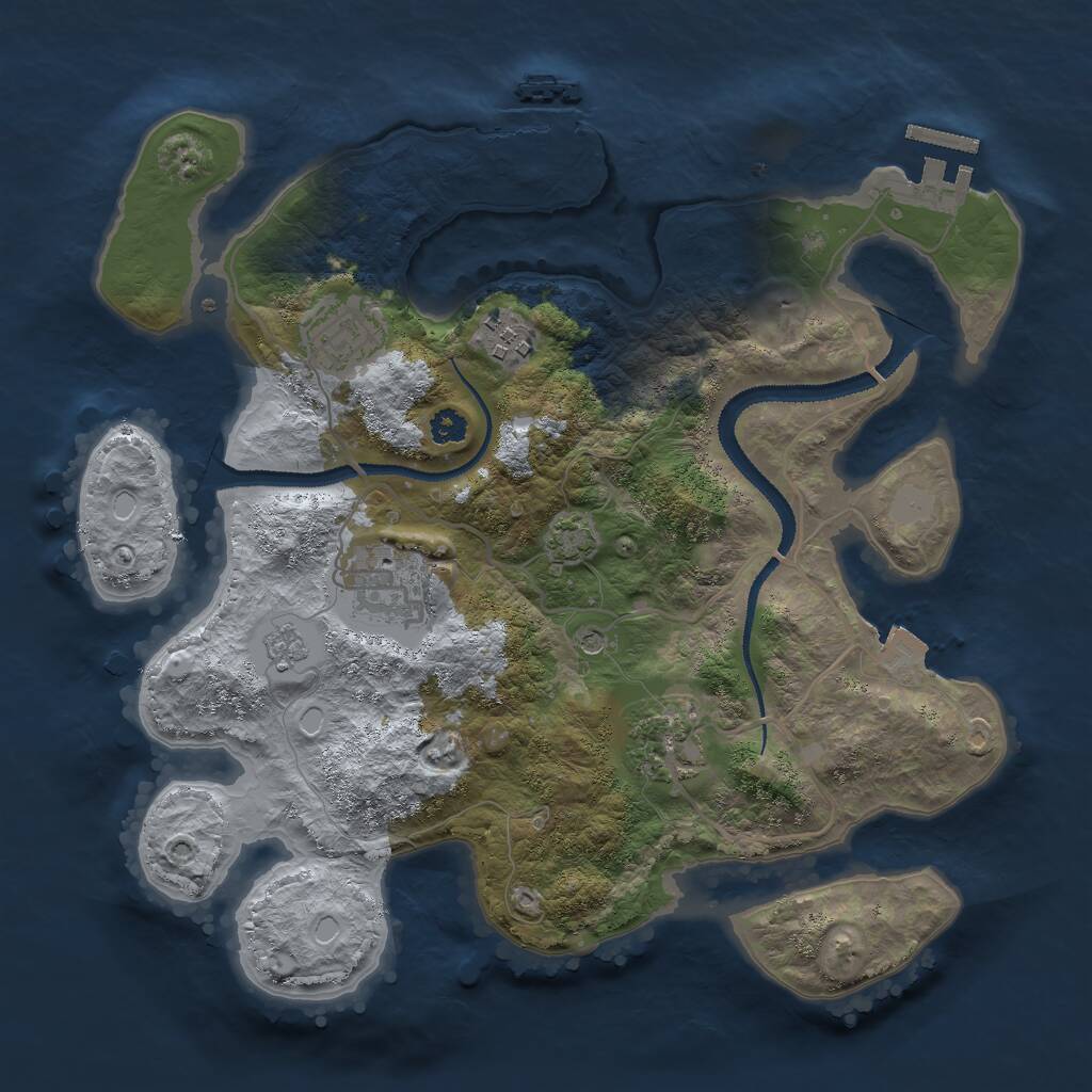 Rust Map: Procedural Map, Size: 3000, Seed: 75629040, 10 Monuments