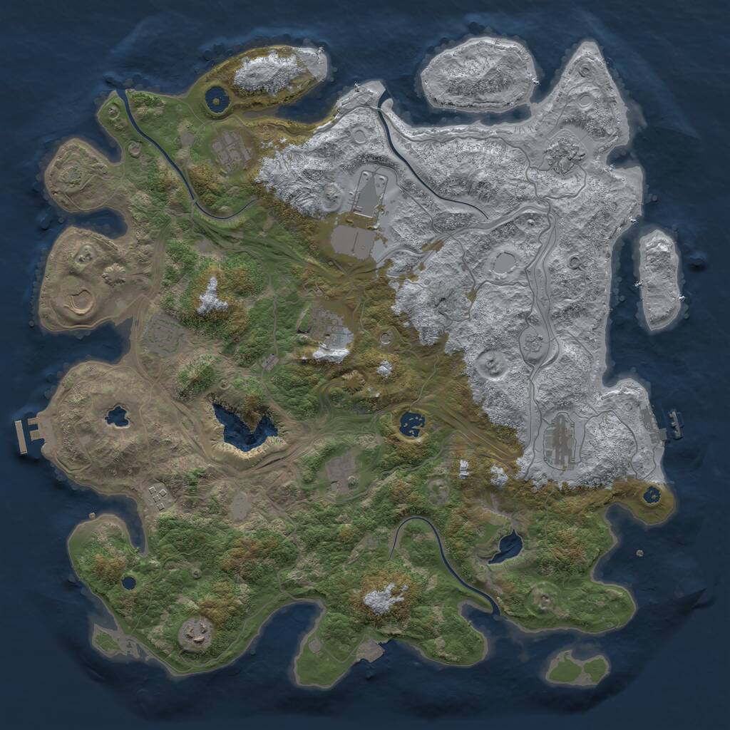 Rust Map: Procedural Map, Size: 4400, Seed: 629555, 17 Monuments