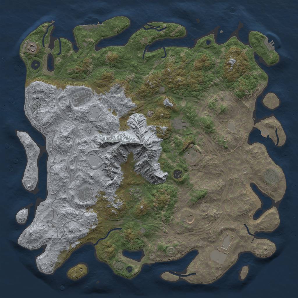 Rust Map: Procedural Map, Size: 5000, Seed: 7852, 19 Monuments