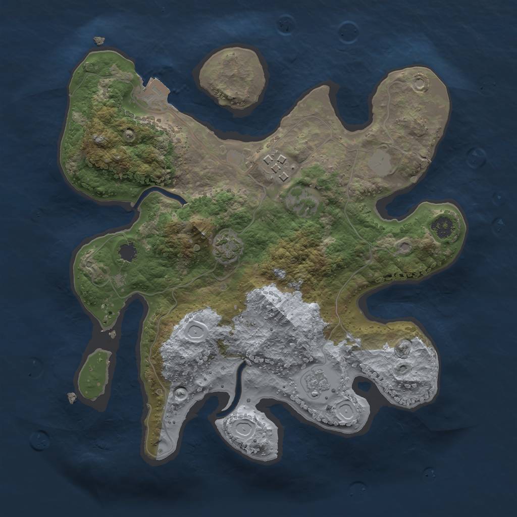 Rust Map: Procedural Map, Size: 2500, Seed: 987654321, 6 Monuments