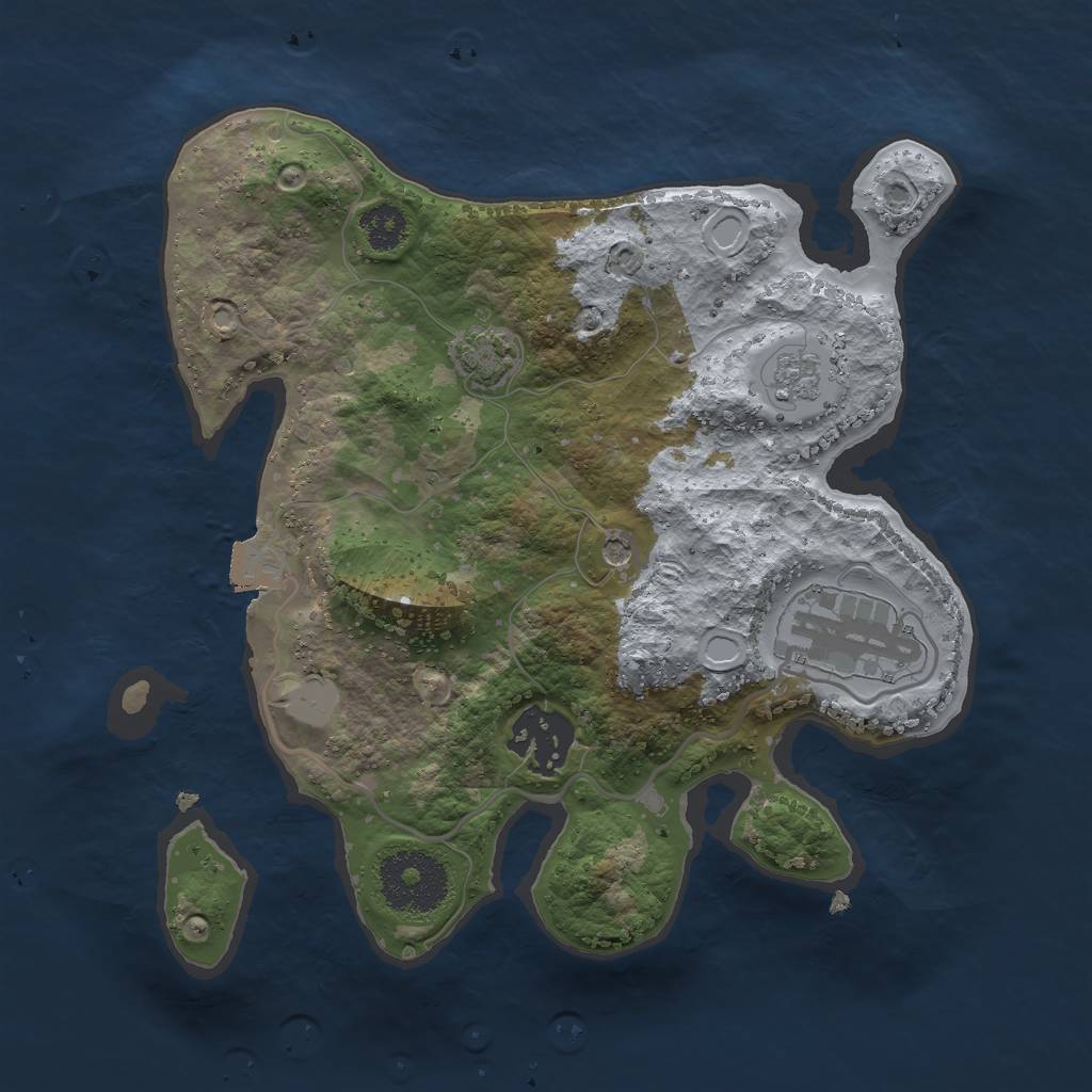 Rust Map: Procedural Map, Size: 2500, Seed: 706898320, 8 Monuments