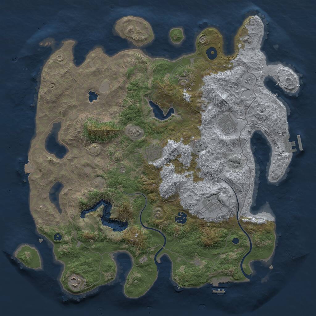 Rust Map: Procedural Map, Size: 4000, Seed: 2084582647, 13 Monuments