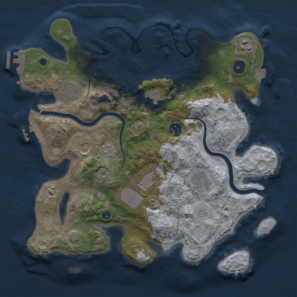 Rust Map: Procedural Map, Size: 3500, Seed: 182351, 14 Monuments
