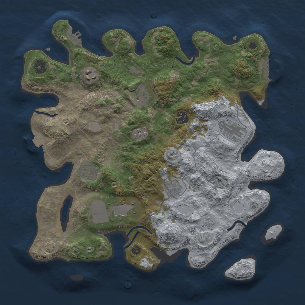 Rust Map: Procedural Map, Size: 3500, Seed: 182351, 15 Monuments