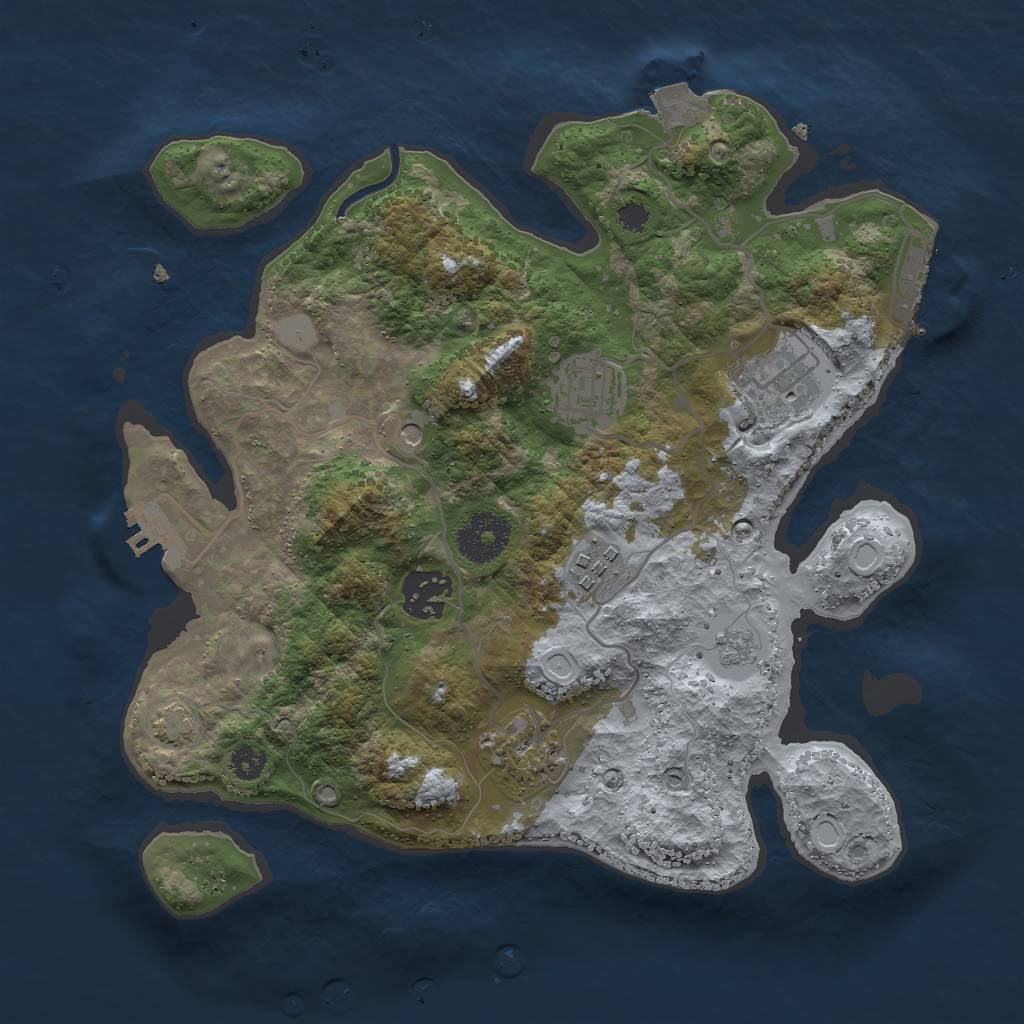 Rust Map: Procedural Map, Size: 3000, Seed: 1954994727, 13 Monuments