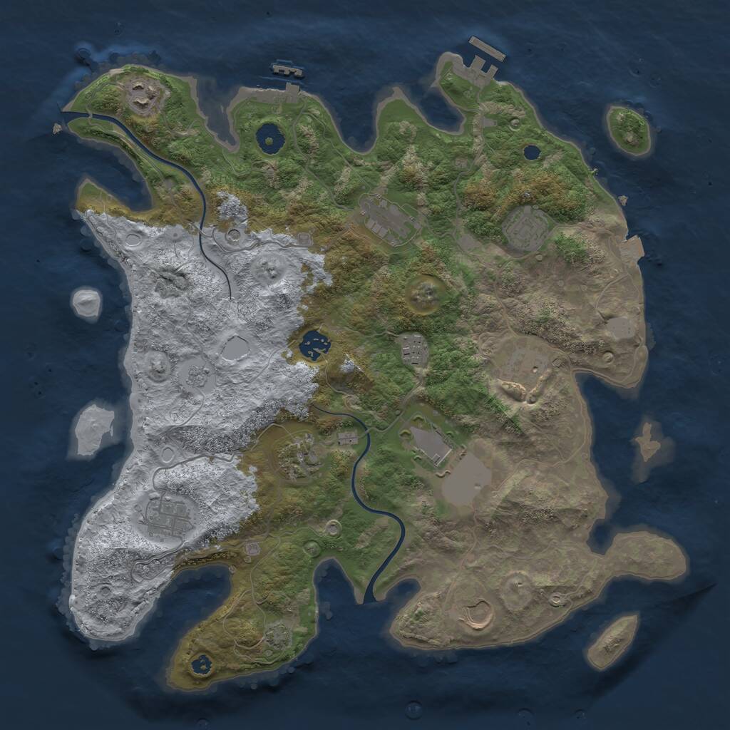 Rust Map: Procedural Map, Size: 3800, Seed: 627581, 16 Monuments