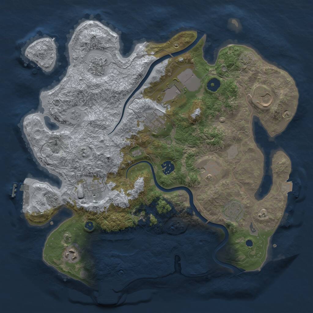 Rust Map: Procedural Map, Size: 3600, Seed: 3063262, 16 Monuments