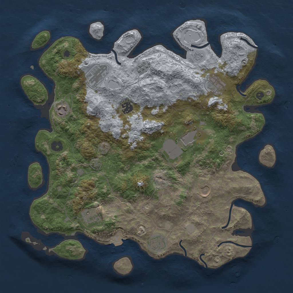 Rust Map: Procedural Map, Size: 3850, Seed: 46918677, 15 Monuments