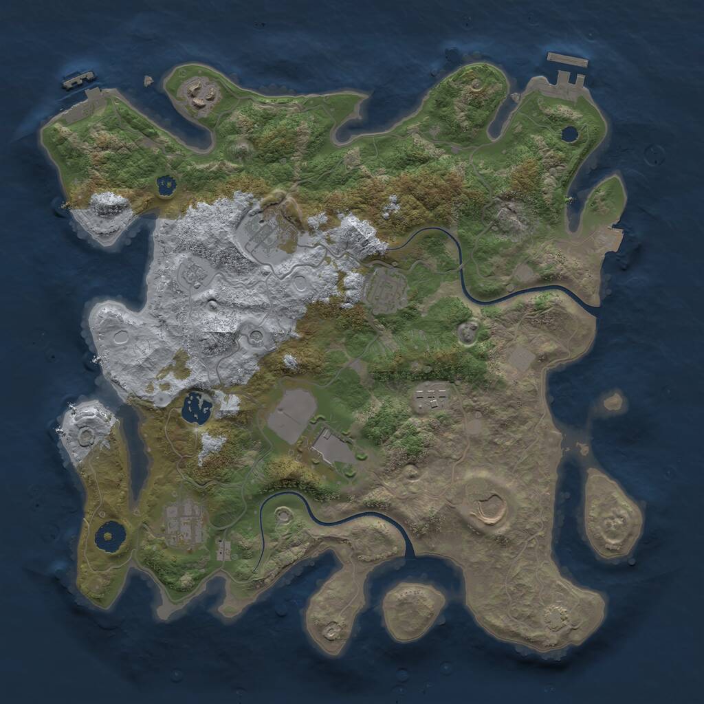 Rust Map: Procedural Map, Size: 3500, Seed: 9550, 14 Monuments