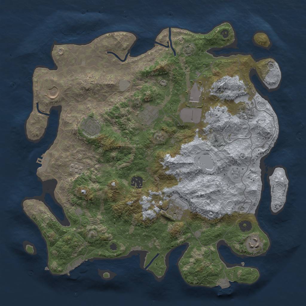 Rust Map: Procedural Map, Size: 3750, Seed: 66824954, 17 Monuments
