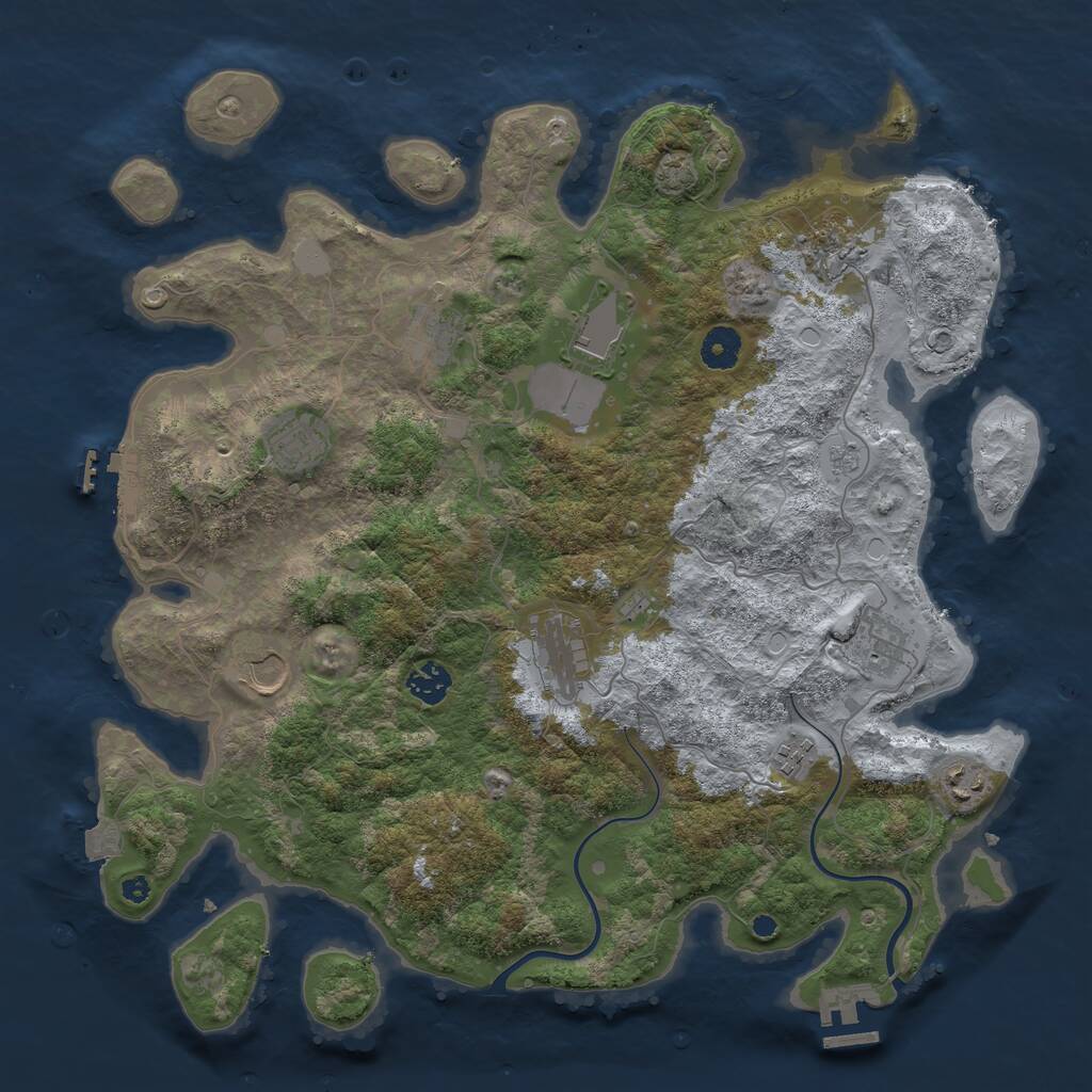 Rust Map: Procedural Map, Size: 3950, Seed: 34068720, 15 Monuments