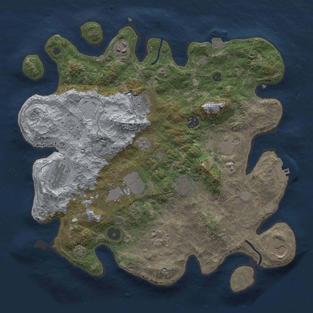 Rust Map: Procedural Map, Size: 3650, Seed: 80186795, 17 Monuments