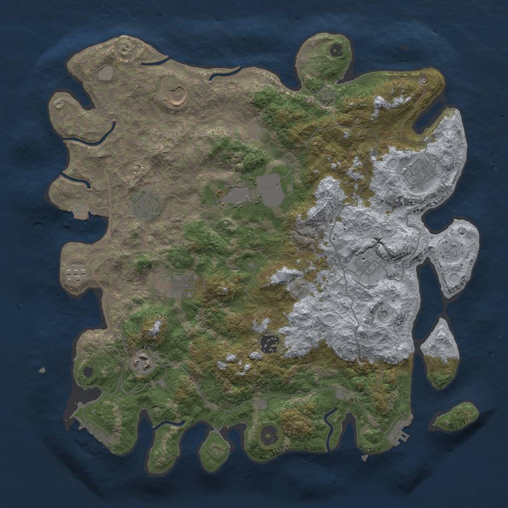 Rust Map: Procedural Map, Size: 4000, Seed: 46486367, 17 Monuments