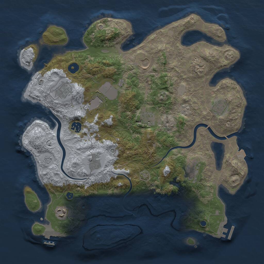 Rust Map: Procedural Map, Size: 3800, Seed: 46033596, 17 Monuments