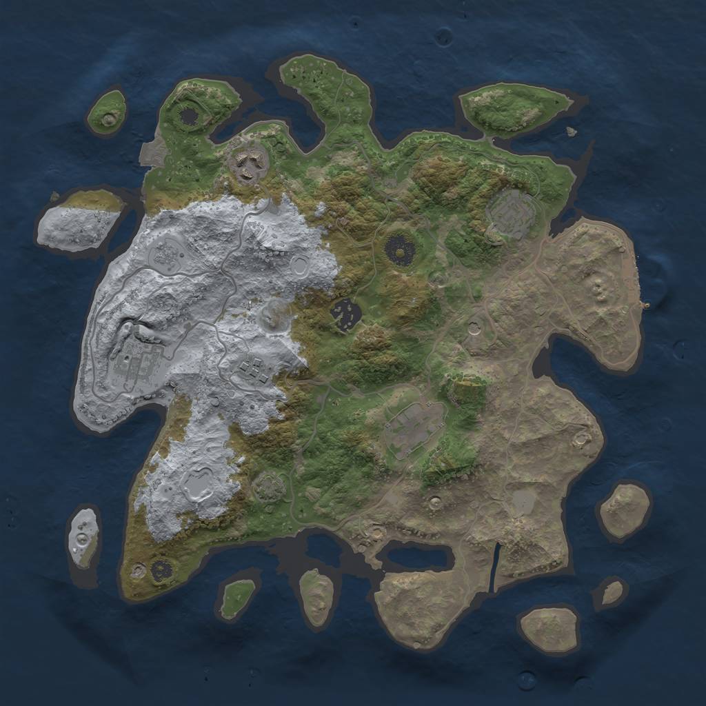 Rust Map: Procedural Map, Size: 3450, Seed: 90875407, 13 Monuments