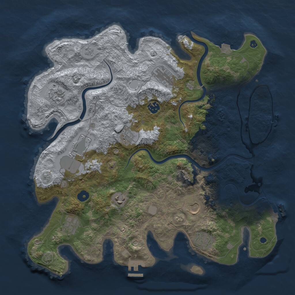 Rust Map: Procedural Map, Size: 3950, Seed: 36608187, 16 Monuments