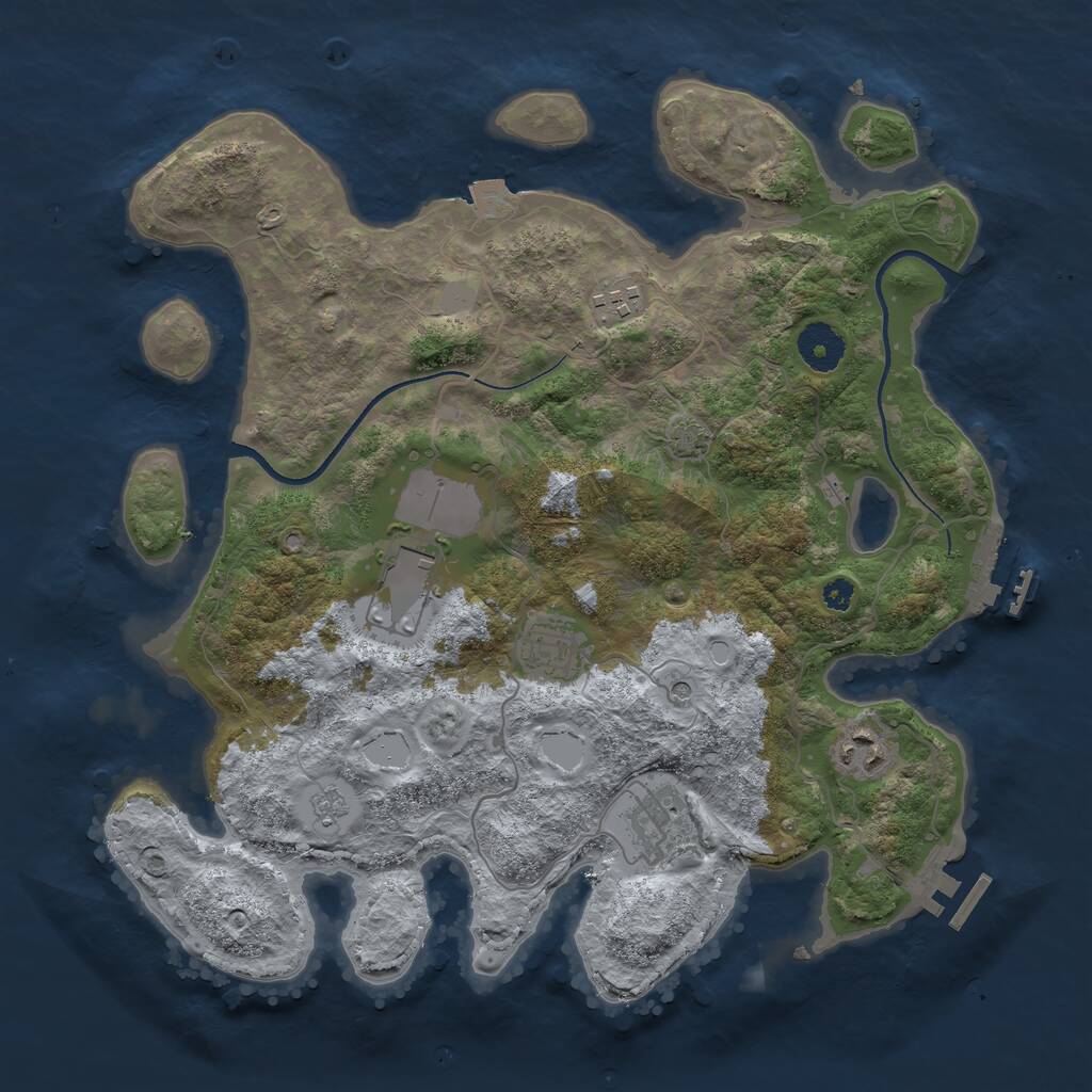 Rust Map: Procedural Map, Size: 3500, Seed: 75353473, 11 Monuments