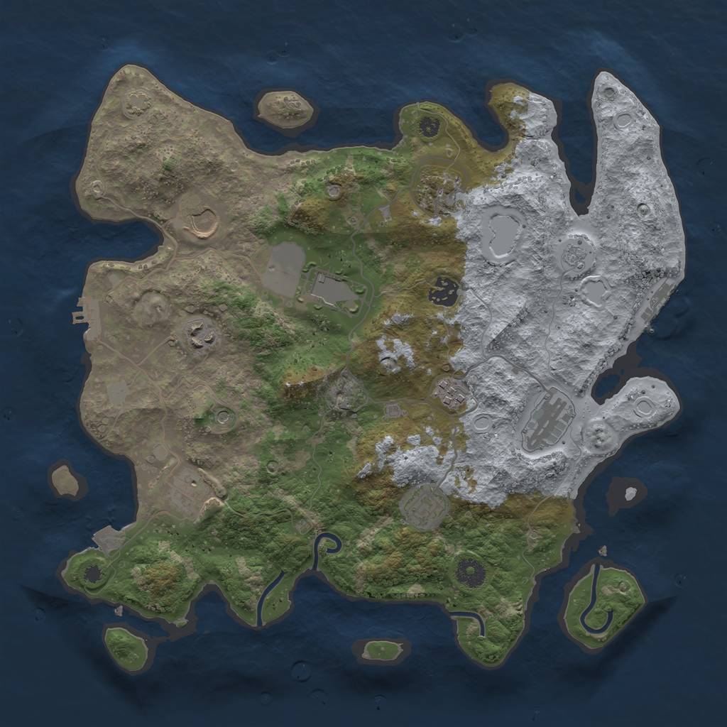 Rust Map: Procedural Map, Size: 3700, Seed: 25853099, 17 Monuments
