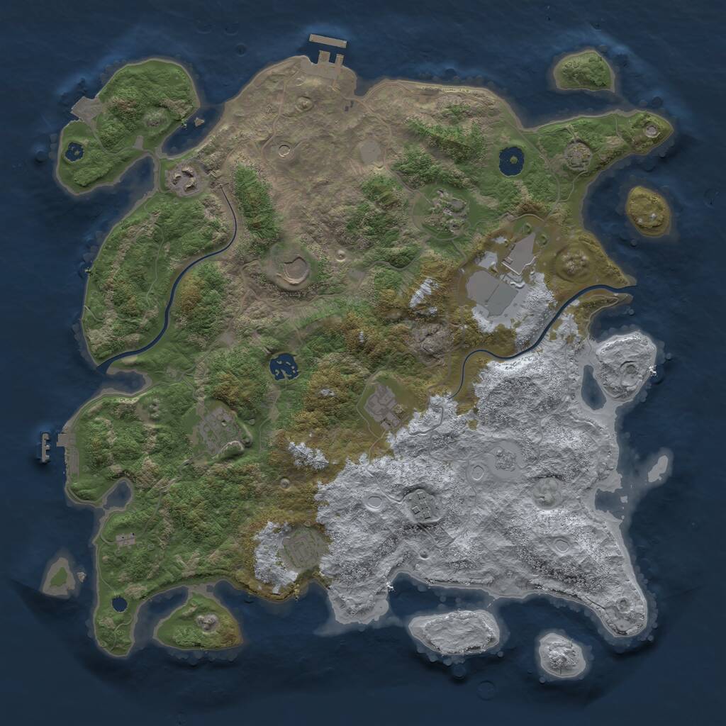 Rust Map: Procedural Map, Size: 3950, Seed: 10253048, 15 Monuments