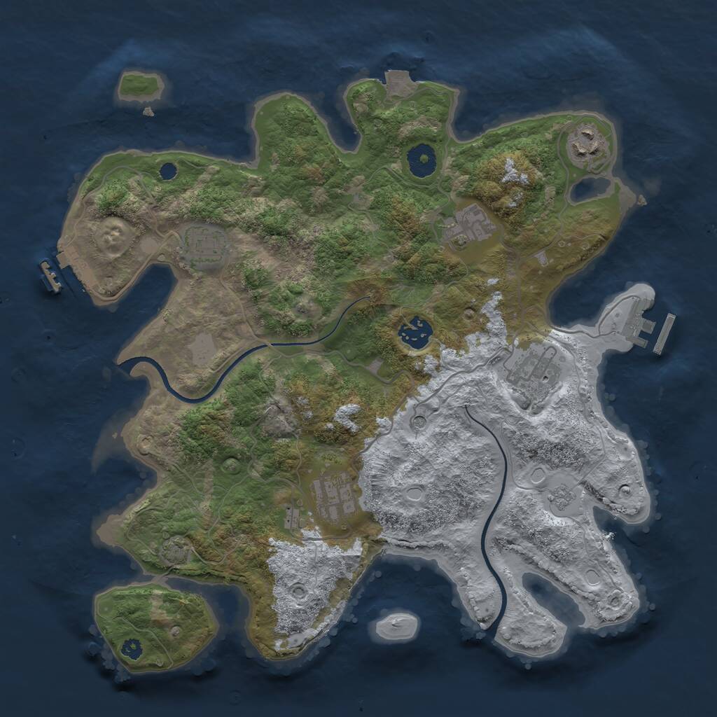 Rust Map: Procedural Map, Size: 3450, Seed: 45547804, 12 Monuments