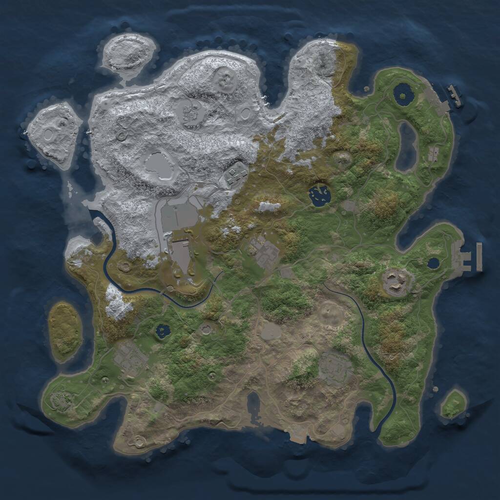 Rust Map: Procedural Map, Size: 3500, Seed: 38439242, 13 Monuments
