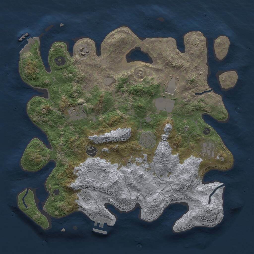 Rust Map: Procedural Map, Size: 3600, Seed: 72039411, 13 Monuments