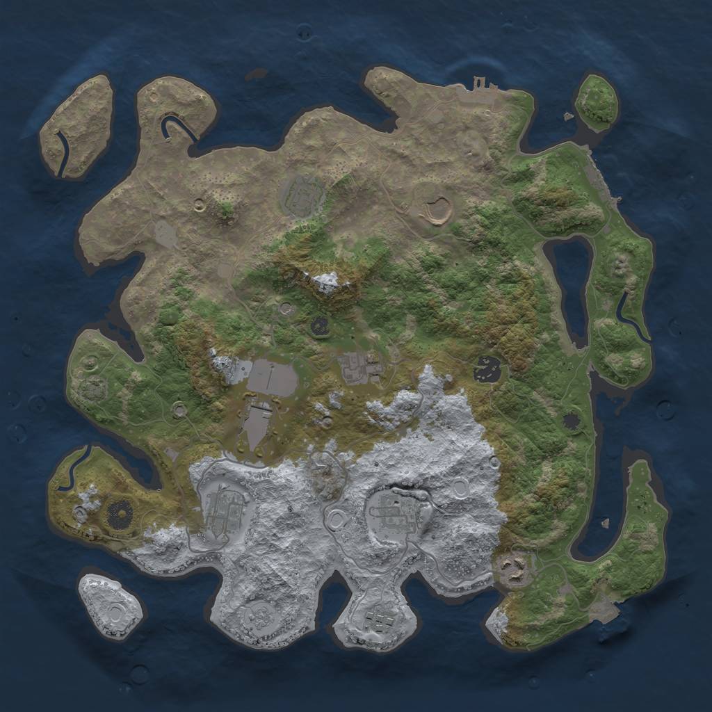 Rust Map: Procedural Map, Size: 3800, Seed: 66352498, 17 Monuments
