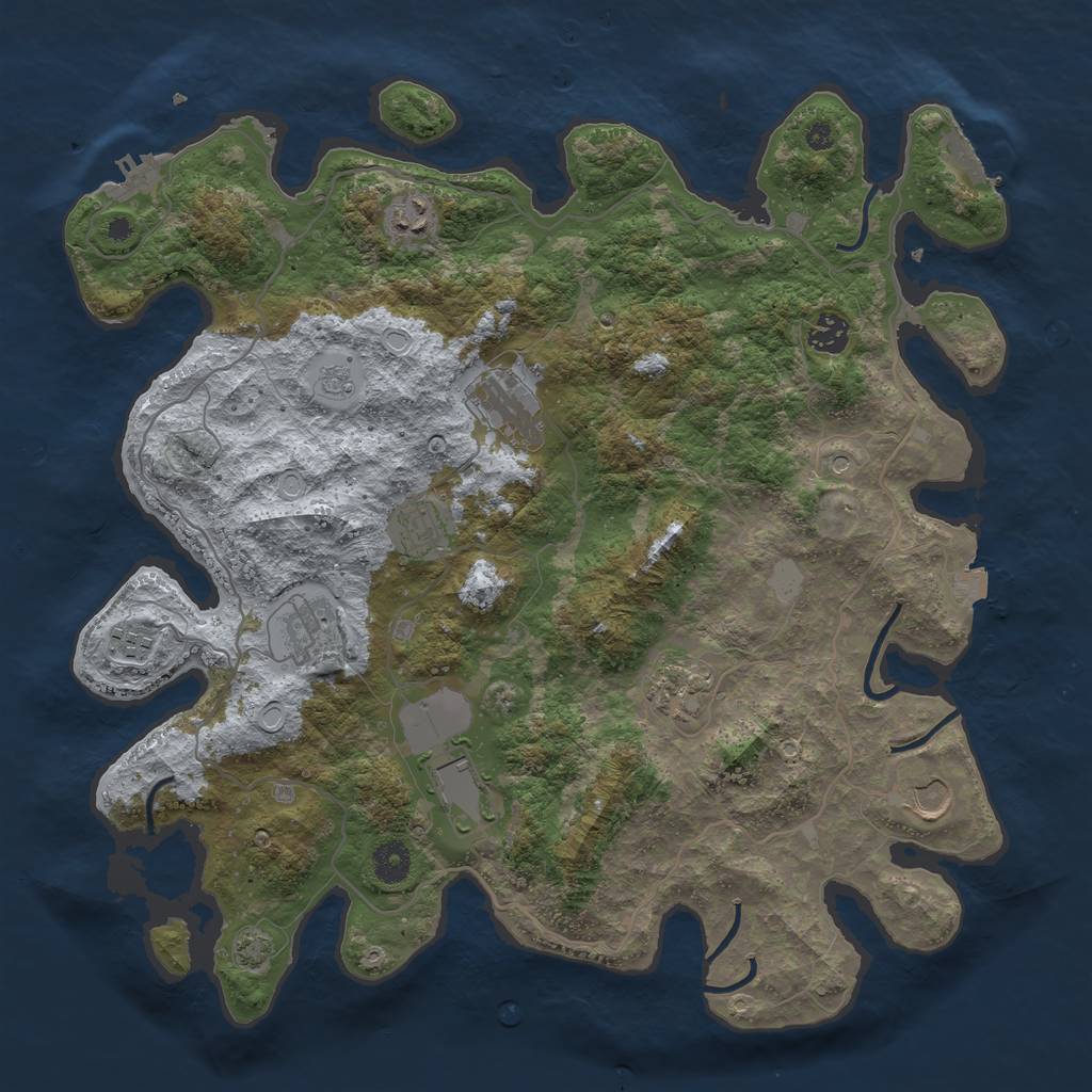 Rust Map: Procedural Map, Size: 4000, Seed: 4370285, 17 Monuments