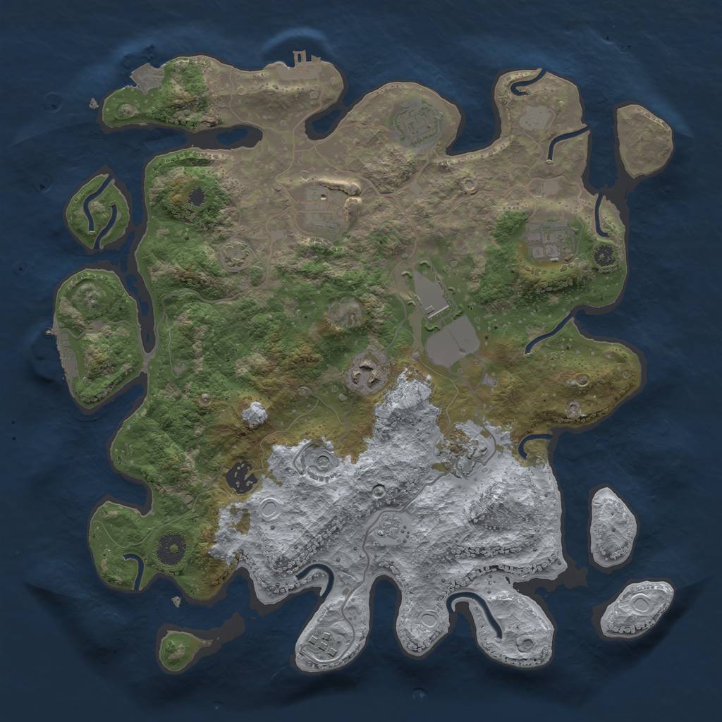 Rust Map: Procedural Map, Size: 3550, Seed: 25158944, 16 Monuments
