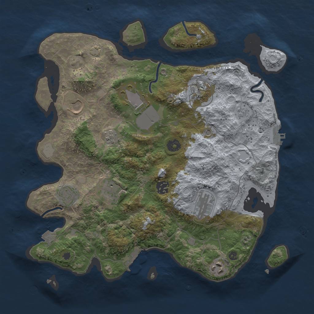 Rust Map: Procedural Map, Size: 3500, Seed: 1247365, 17 Monuments
