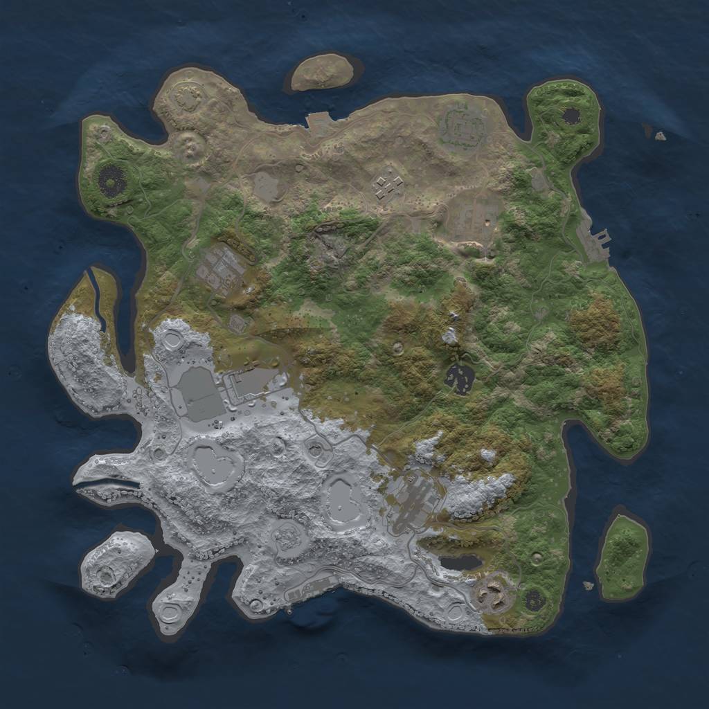 Rust Map: Procedural Map, Size: 3500, Seed: 92886411, 16 Monuments