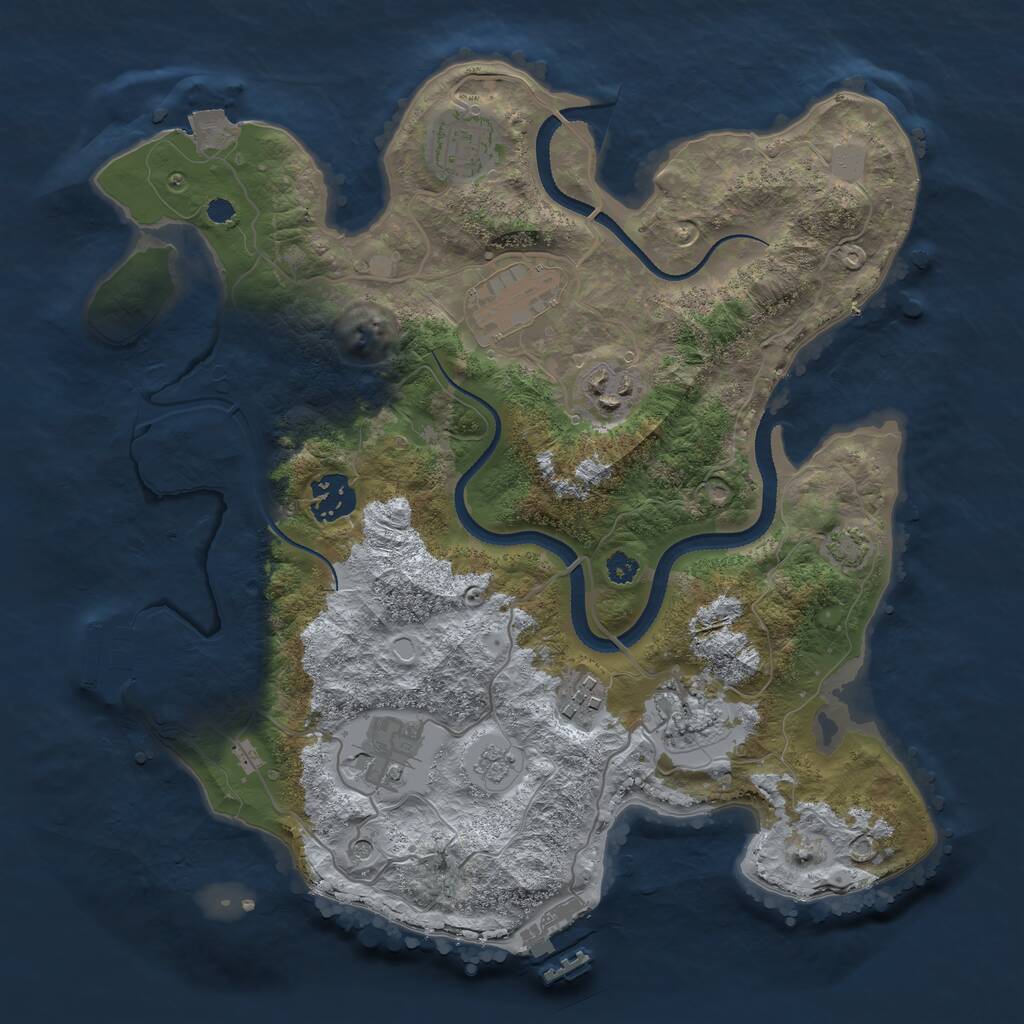 Rust Map: Procedural Map, Size: 3250, Seed: 2107067428, 13 Monuments
