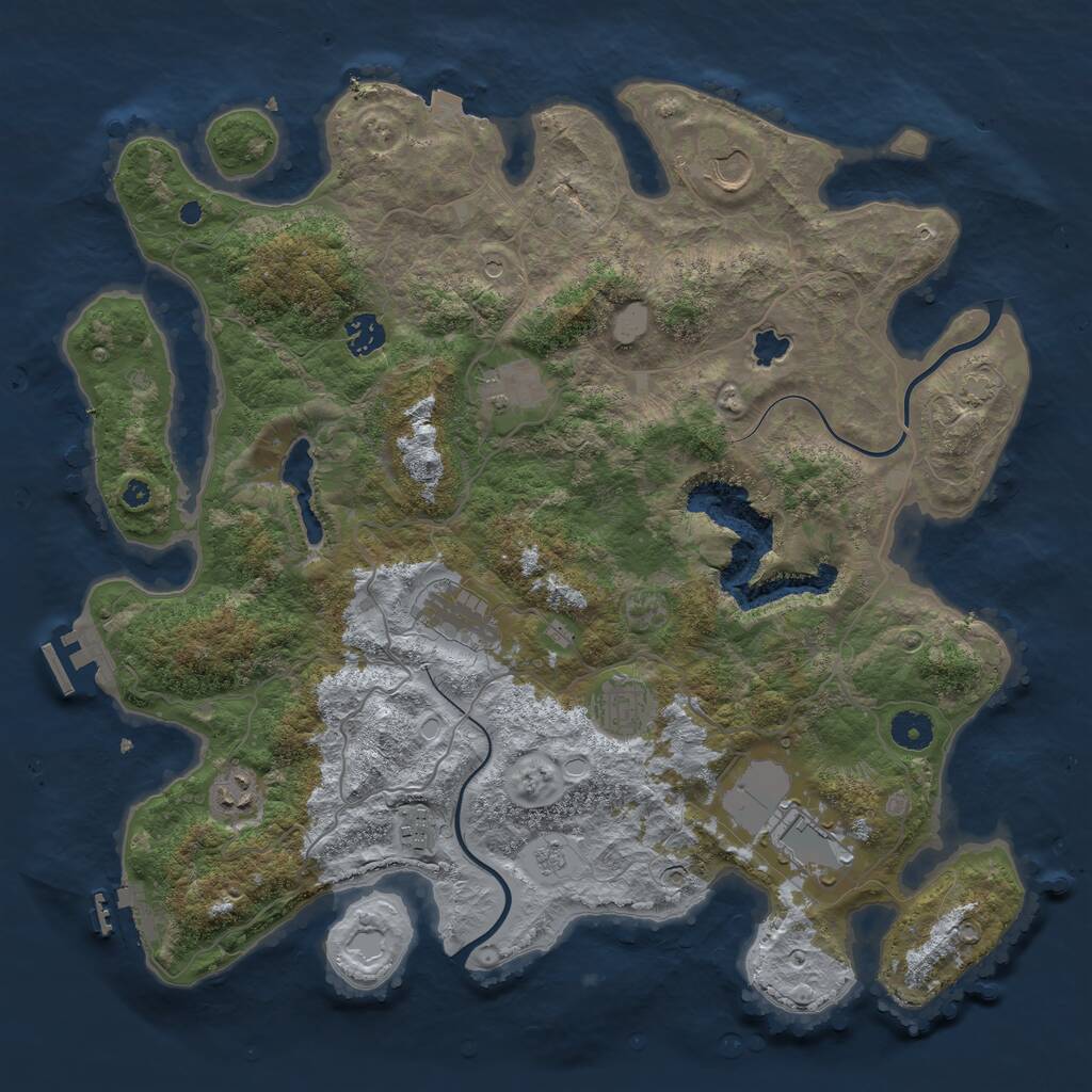 Rust Map: Procedural Map, Size: 4000, Seed: 347955787, 14 Monuments