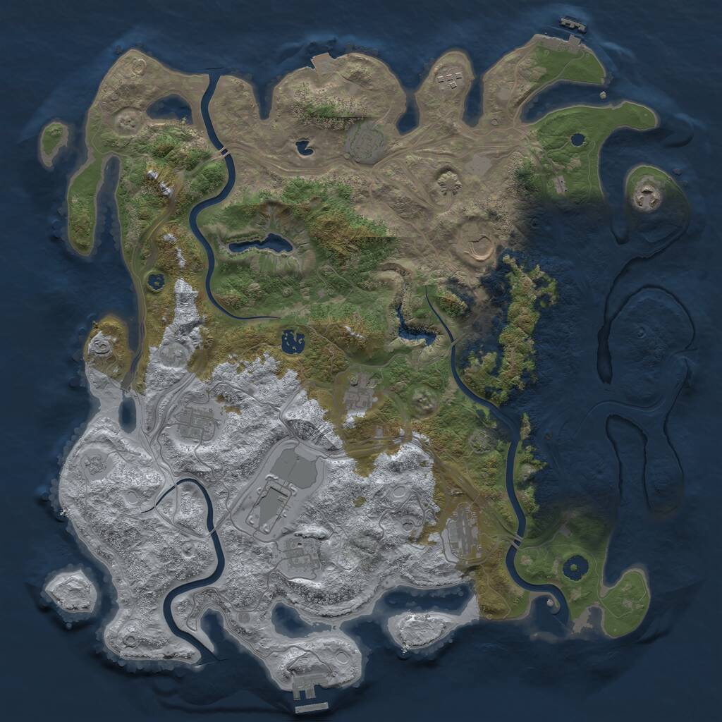 Rust Map: Procedural Map, Size: 4400, Seed: 17431371, 16 Monuments