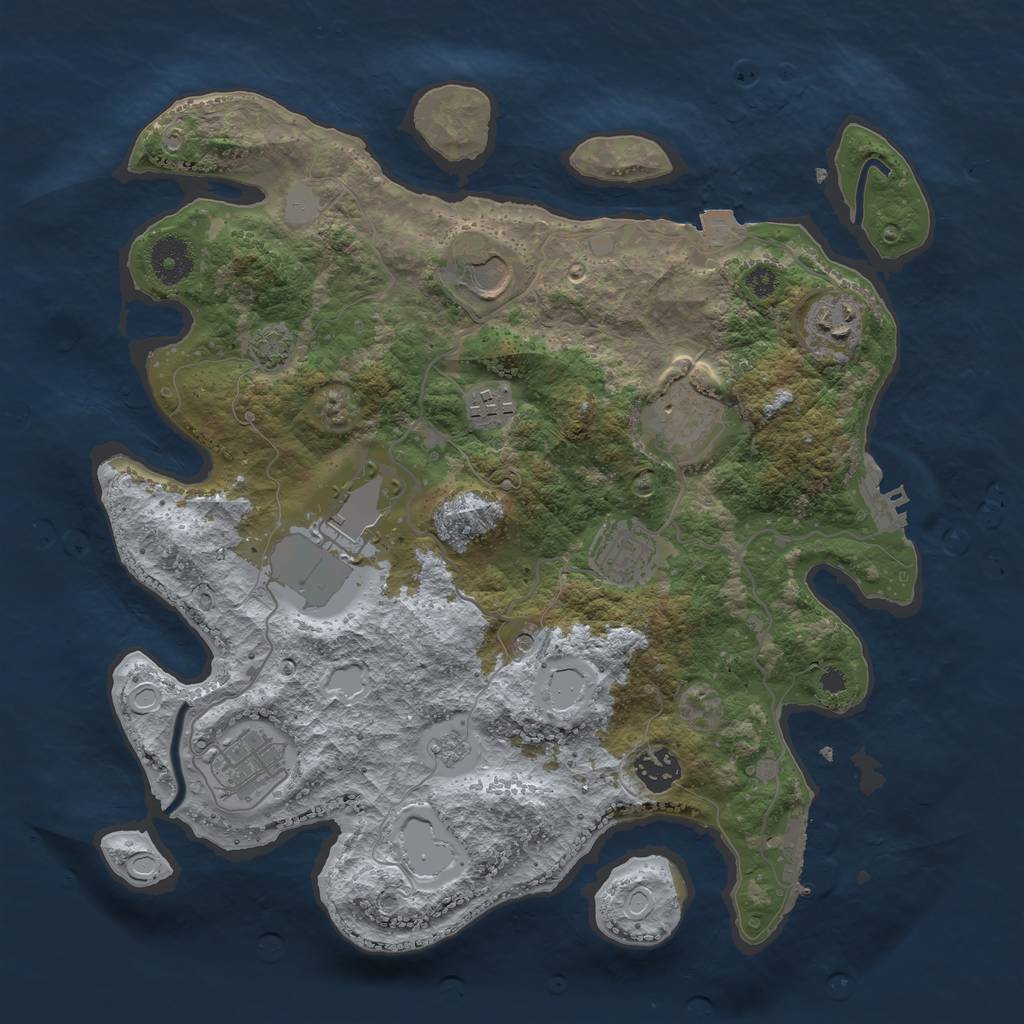 Rust Map: Procedural Map, Size: 3500, Seed: 1979650931, 16 Monuments