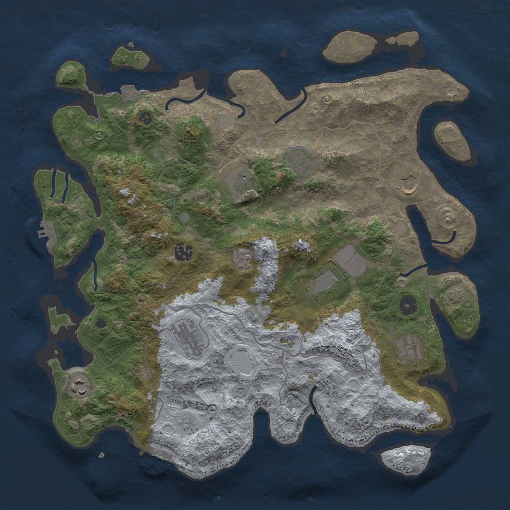 Rust Map: Procedural Map, Size: 4100, Seed: 73537194, 17 Monuments