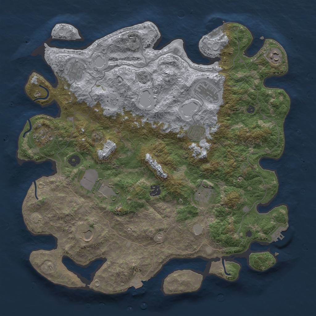 Rust Map: Procedural Map, Size: 4100, Seed: 18880474, 18 Monuments