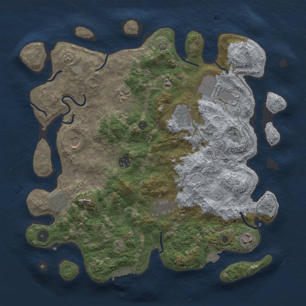 Rust Map: Procedural Map, Size: 3900, Seed: 69198313, 16 Monuments