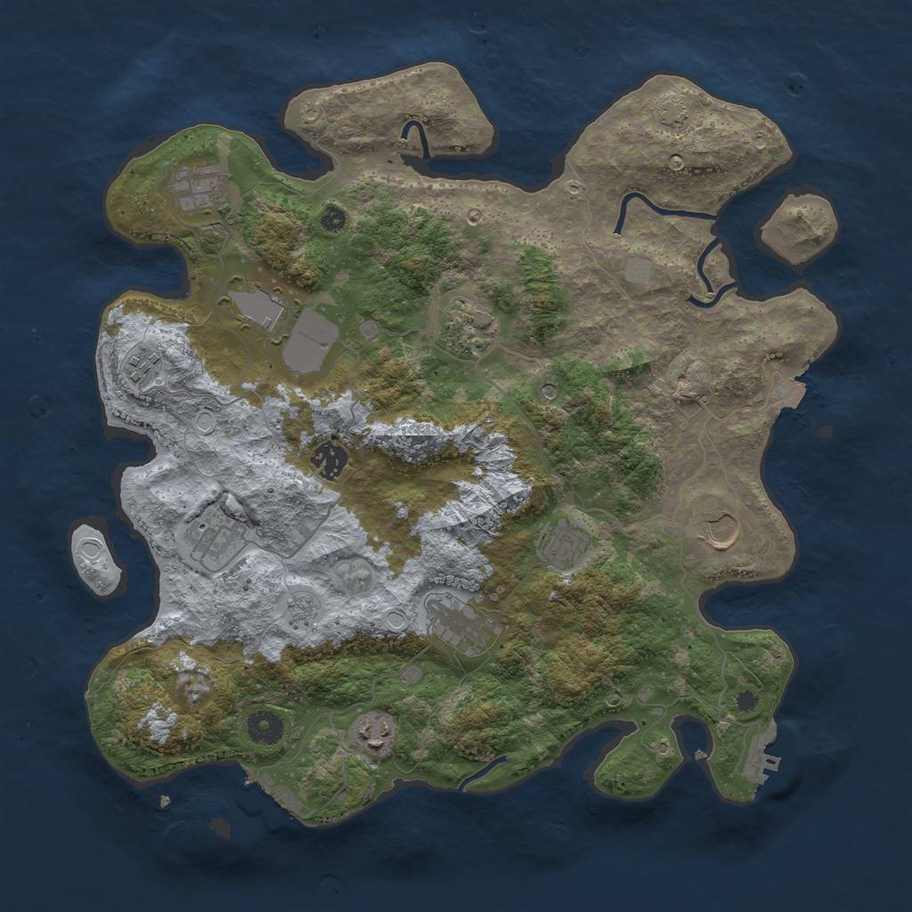 Rust Map: Procedural Map, Size: 3850, Seed: 10236917, 18 Monuments