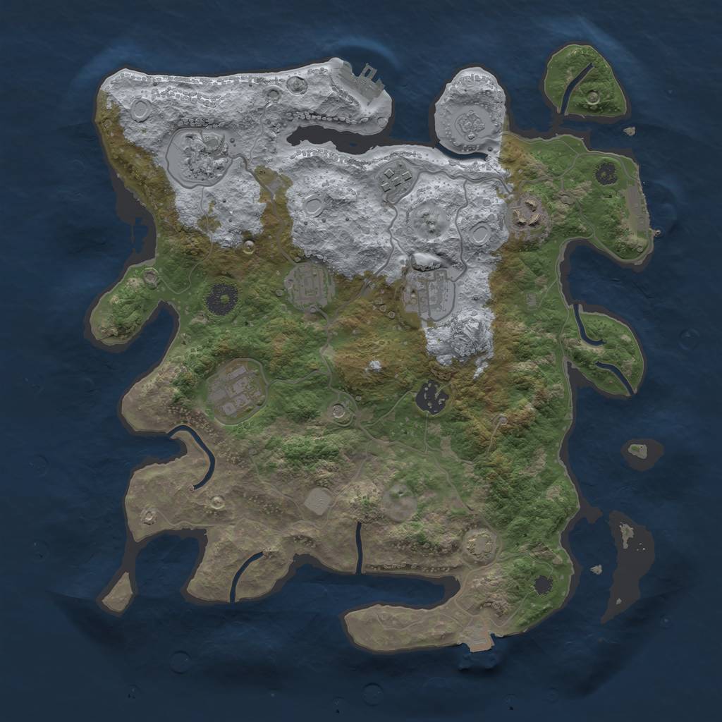 Rust Map: Procedural Map, Size: 3400, Seed: 83893409, 15 Monuments