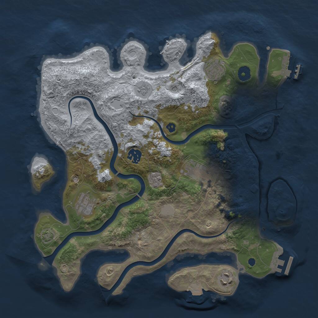 Rust Map: Procedural Map, Size: 3400, Seed: 78136873, 12 Monuments
