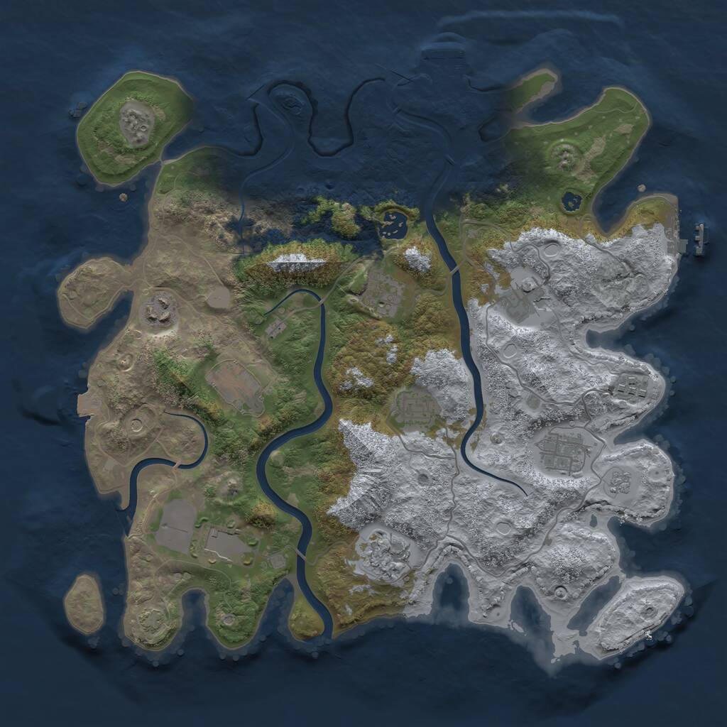 Rust Map: Procedural Map, Size: 3750, Seed: 32362688, 16 Monuments